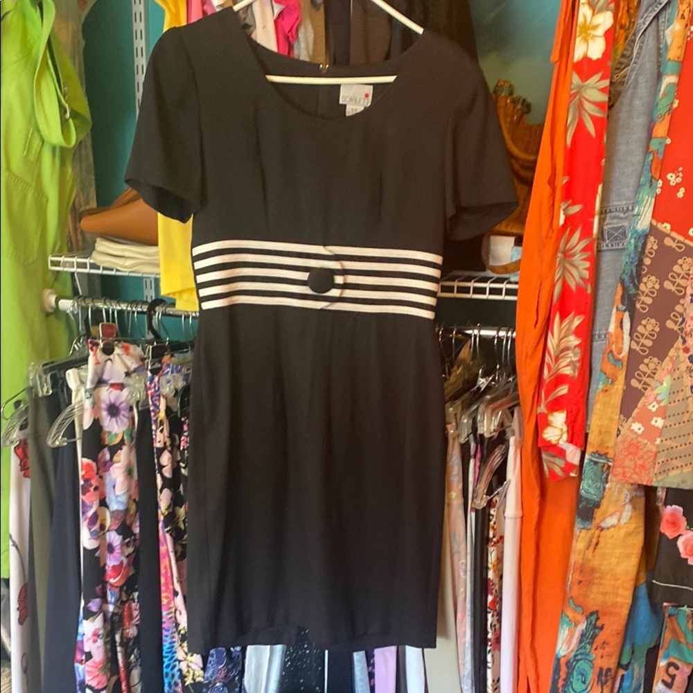 Elegant Black and White Striped Dress